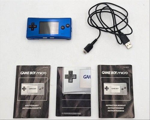 Game Boy Micro - Konsol - Blue - I Original Æske - SNR MEF10416860 (B Grade) (Genbrug)